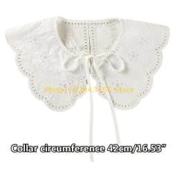 49MC Korean Decorative Fake Collar Shawl Wrap Hollow Out Embroidery Leaves Lace Necklace Vintage Short Poncho