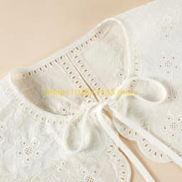 49MC Korean Decorative Fake Collar Shawl Wrap Hollow Out Embroidery Leaves Lace Necklace Vintage Short Poncho