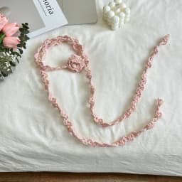 2026 New Sweet Cool Style Clavicle Chain Hand-Woven Crocheted Rose Necklace Popular Sweater Atmosphere Neck Flower Long Scarf