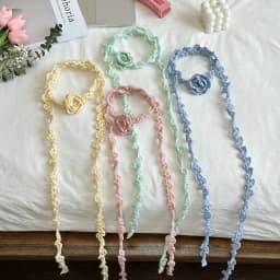2026 New Sweet Cool Style Clavicle Chain Hand-Woven Crocheted Rose Necklace Popular Sweater Atmosphere Neck Flower Long Scarf