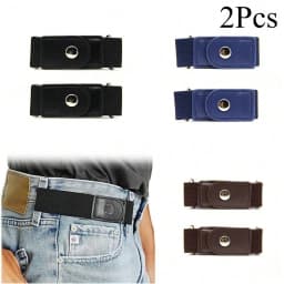 2pcs/set No Buckle Elastic Belt For Stretch Belt For Pants Jeans Casual Buckle Free Adjustable Invisible Belt
