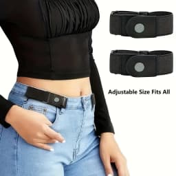 2pcs/set No Buckle Elastic Belt For Stretch Belt For Pants Jeans Casual Buckle Free Adjustable Invisible Belt