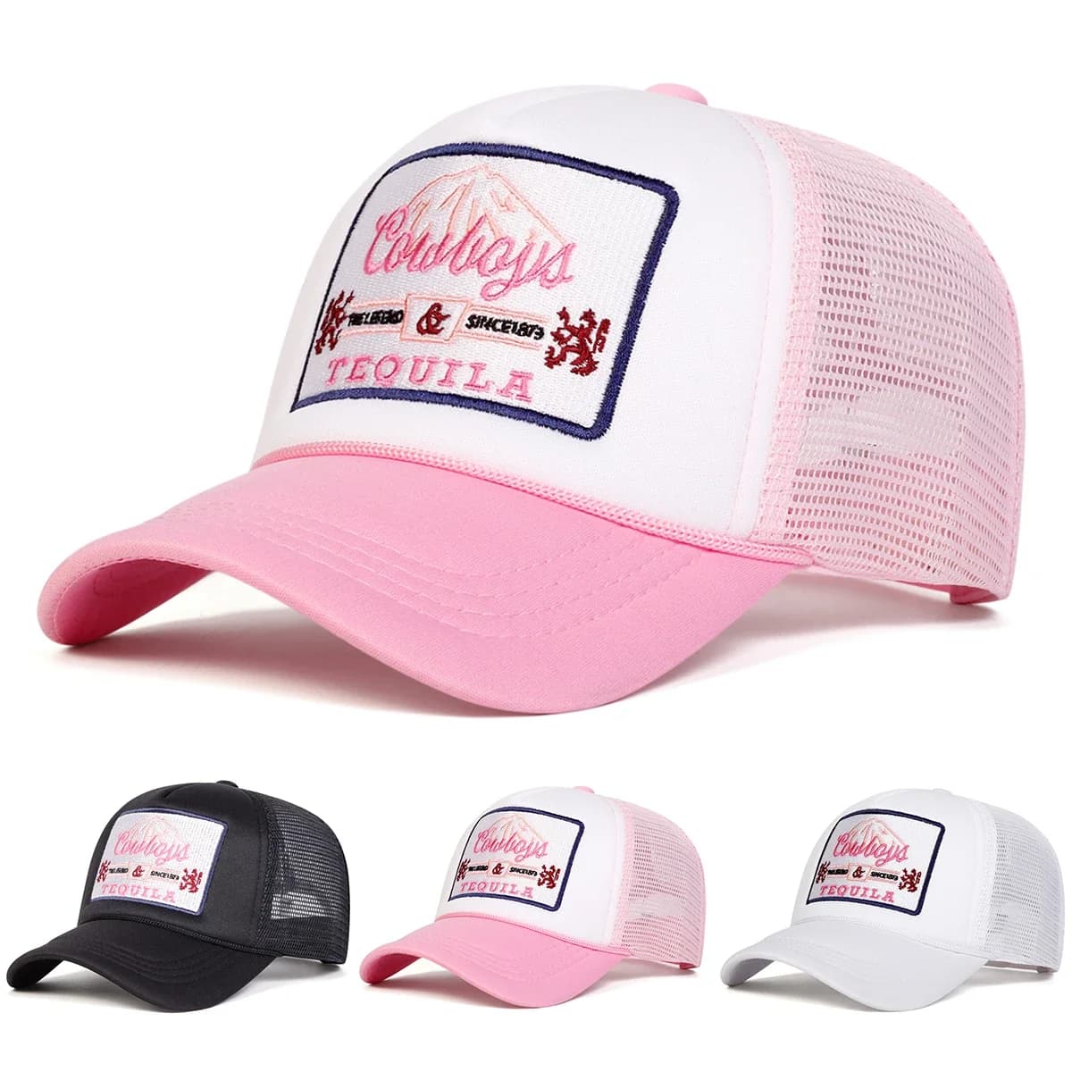 Unisex TEQUILA Letter Embroidery Baseball Net Caps Spring Summer Outdoor Adjustable Casual Hats Dad Hat Sunscreen Hats