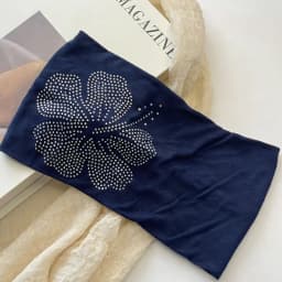 Spring Summer Hibiscus Rhinestone Wide Headbands For Women Y2K Street Style Elastic Hair Bands Fashion Hair Accessory For Daily