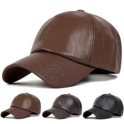 Unisex Vintage Leather Baseball Caps Outdoor Adjustable Spring and Autumn Casual Sunscreen Hat