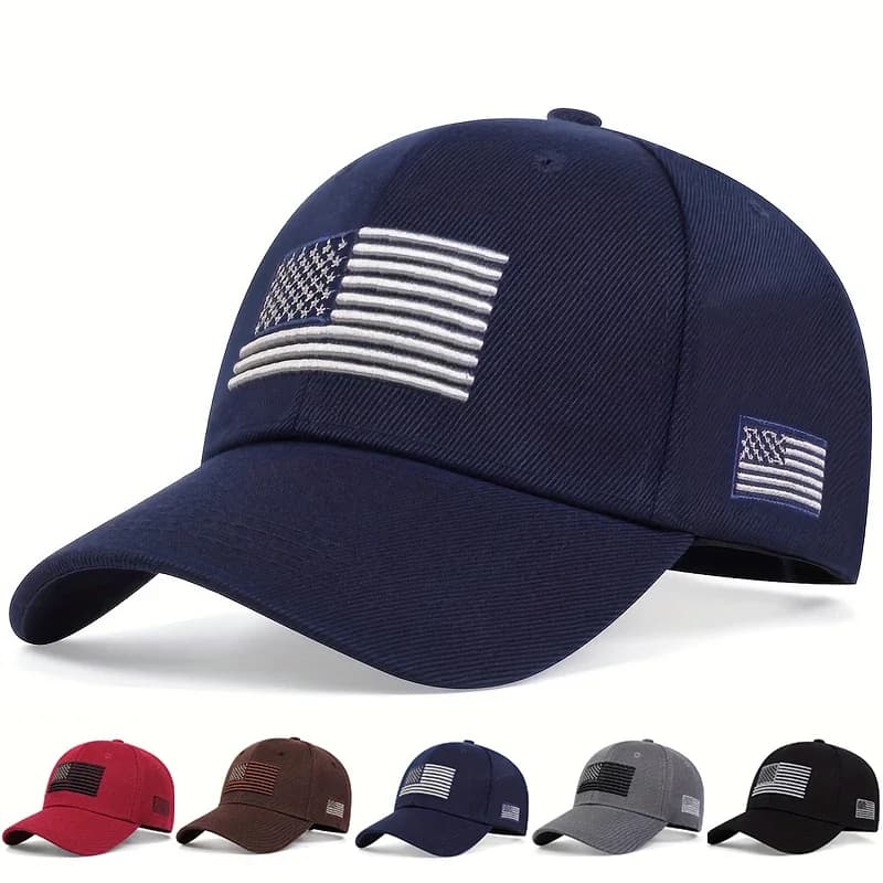 Unisex American Flag Embroidery Baseball Caps Outdoor Adjustable Spring and Autumn Casual Sunscreen Hat