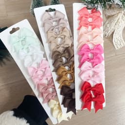 10Pcs/Set New Cute Solid Ribbon Bowknot Hair Clips for Baby Girls Handmade Bows Hairpin Barrettes Headwear Kids Hair Accessories