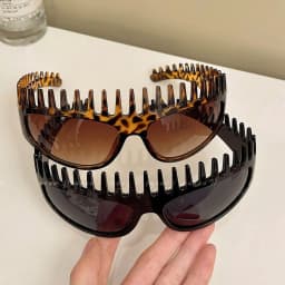 Comb Shaped Sunglasses Headband Sunscreen Sunshade Summer Sunglasses Hairband Leopard Print Women Hair Hoop