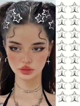 5/10pcs Star Shaped Hair Clips, 2000s Y2K Style Snap Grip Star Hairpins, Silver Metal Hair Accessories Suitable For Girls