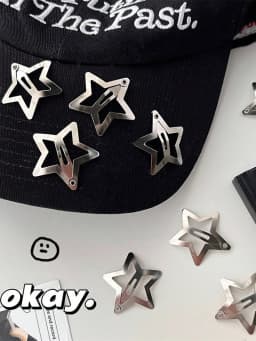 5/10pcs Star Shaped Hair Clips, 2000s Y2K Style Snap Grip Star Hairpins, Silver Metal Hair Accessories Suitable For Girls