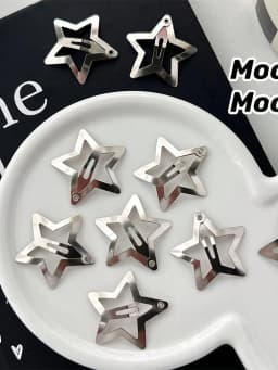 5/10pcs Star Shaped Hair Clips, 2000s Y2K Style Snap Grip Star Hairpins, Silver Metal Hair Accessories Suitable For Girls