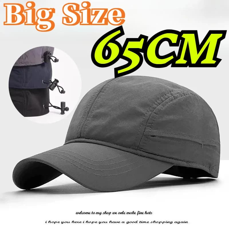 Big Size XL 65CM Light Thin Quick Drying Baseball Caps Men Solid Vintage Unisex Sports Hat Adjustable Trucker Cap Snapback Hats