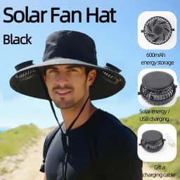 Quick Dry Men Sun Hat with Solar Powered Fan Large Size USB Rechargeable Outdoor Cap for Hiking Camping Fishing UV Protection