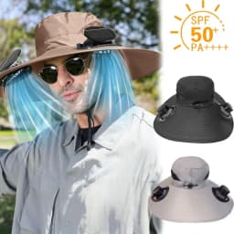 Quick Dry Men Sun Hat with Solar Powered Fan Large Size USB Rechargeable Outdoor Cap for Hiking Camping Fishing UV Protection