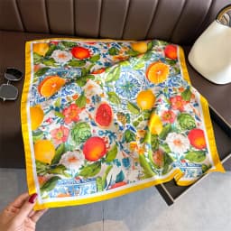 Fashion Print Silk Hairbands Summer Lemon Scarf Women 2026 New Elagant Bandana Neck Kerchief Head Bands Foulard Female Scarfs