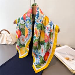 Fashion Print Silk Hairbands Summer Lemon Scarf Women 2026 New Elagant Bandana Neck Kerchief Head Bands Foulard Female Scarfs