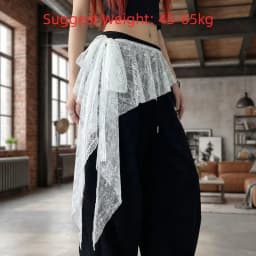 Embroidered Flower Butt Curtain Skirt High Waist Irregular Hem Lace Trim Butt Curtain Ruched Ruffles Trim Mini Apron Harajuku