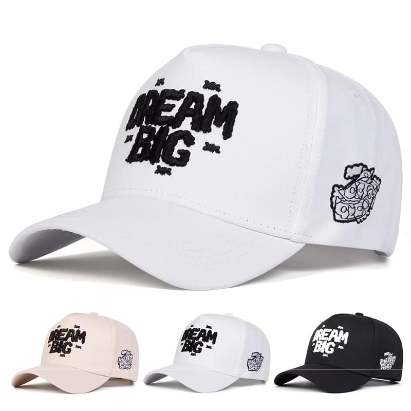 Unisex DREAM BIG Letter Embroidery Baseball Caps Spring Autumn Outdoor Adjustable Casual Hats Sunscreen Hat