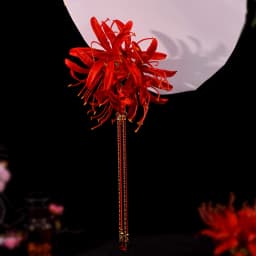 Red Magic-Lily Hairpin Silk Flower Tassel Hair Accessories for Women Birthday Party Stage Show Elegant Headwear