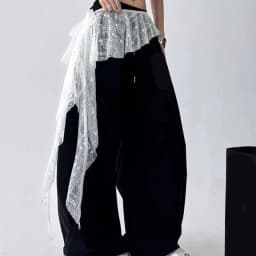 New Korean Lace Trim Skirt Curtain Y2K Belted Half Skirt Butt Curtain Skirt Women's High Waist Small Apron Trim Apron Headdress