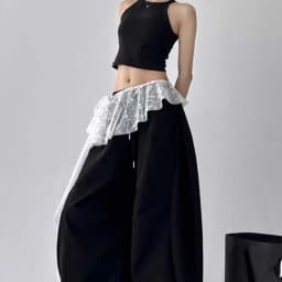 New Korean Lace Trim Skirt Curtain Y2K Belted Half Skirt Butt Curtain Skirt Women's High Waist Small Apron Trim Apron Headdress