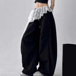 New Korean Lace Trim Skirt Curtain Y2K Belted Half Skirt Butt Curtain Skirt Women's High Waist Small Apron Trim Apron Headdress
