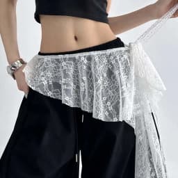 New Korean Lace Trim Skirt Curtain Y2K Belted Half Skirt Butt Curtain Skirt Women's High Waist Small Apron Trim Apron Headdress