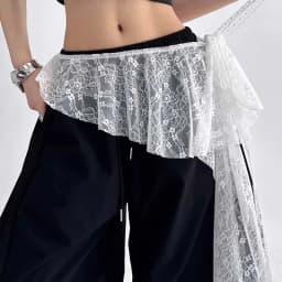New Korean Lace Trim Skirt Curtain Y2K Belted Half Skirt Butt Curtain Skirt Women's High Waist Small Apron Trim Apron Headdress