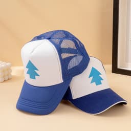 Anime Gravity Falls Dipper Pines Blue Pine Tree Print Trucker Hat Men Women Cartoon Cosplay Adjustable Baseball Cap for Outdoor