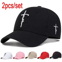 2Pcs Unisex Cross Embroidery Baseball Caps Spring Autumn Outdoor Adjustable Casual Hats Dad Hat Sunscreen Hat Combo Set