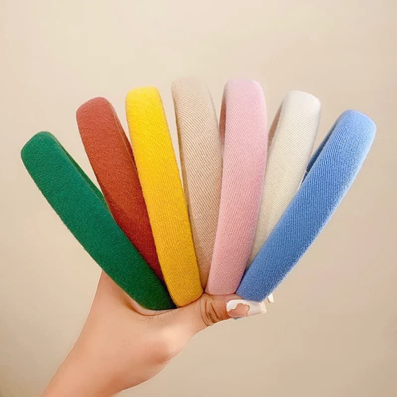 Colorful Spong Linen Headdress Simple Basic Face-Washing Headband Temperament Hoop Wide Hairband Hair Bundle Hair Accessories