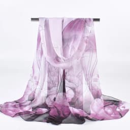 Fashion Spring Summer Women Floral Printing Beach Silk Scarf Shawls Female Long Wraps Beach Sunscreen Hijab Lotus Pattern