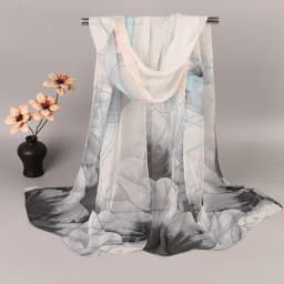 Fashion Spring Summer Women Floral Printing Beach Silk Scarf Shawls Female Long Wraps Beach Sunscreen Hijab Lotus Pattern
