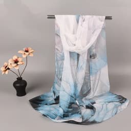 Fashion Spring Summer Women Floral Printing Beach Silk Scarf Shawls Female Long Wraps Beach Sunscreen Hijab Lotus Pattern
