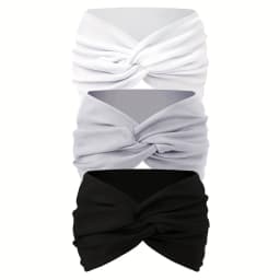 3 Pack Women’s Stretchy Non-Slip Sweat-Absorbing Yoga Headbands, Breathable Leopard Print Sports Headscarves for Running Fitness