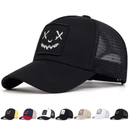 Men Women Smile Face Embroidery Baseball Caps Cotton Adjustable Snapback hats Hip Hop mesh Cap summer Outdoor Sun hat Dad Hats