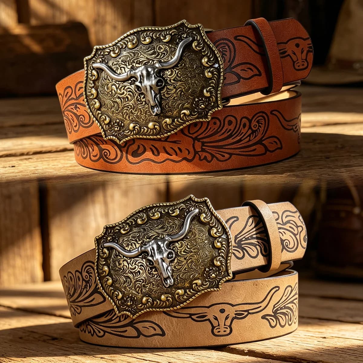 Vintage Western cowboy Cowgirl Style Plus Size Belt For Men Women Bull buckle Bull Flora printed belt Big Jeans Waistband Male