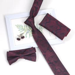 Exquisite Burgundy Red Paisley Men Tie Jacquard Woven Handkerchief Bowtie Sets Groom Wedding Party Gifts Party Accessories