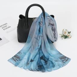 1PCS Lotus Print Chiffon Scarf Fashionable Lightweight Neck Scarf For Women Summer Neck Sun Protection Silk Scarf Shawl 150*50cm