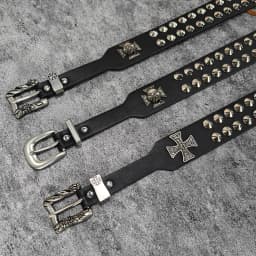 Punk New Gothic Y2K Women Men Belts Luxury Brands Gothic Ladies Hip Hop Punk Rivet Skeleton Print Waist Belt Jeans Waistband