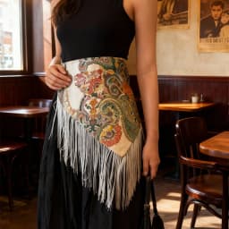 Chinese Style Ethnic Triangular Waistband Embroidered Printing Tassel Floral Triangular Bel Jeans Decor Clothing Accessories