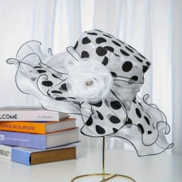 Lightweight Women's Sun Hat Features Large Floral Design Polka Dot Print Making It Perfect for Church and Outdoor Activities