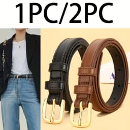 1pc/2pcs New Women's Casual PU Belt, Multiple Colors Available, Alloy Buckle Belt,, Daily Wear, and Commuting women belts