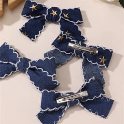 2/8pcs/set Star Denim Bow Hair Clips – Alligator Clips for Double Ponytails, Cute & Versatile Everyday Essential.