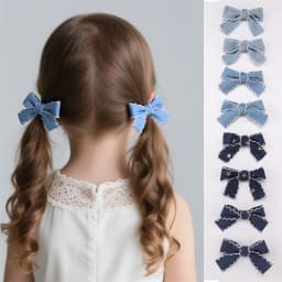 2/8pcs/set Star Denim Bow Hair Clips – Alligator Clips for Double Ponytails, Cute & Versatile Everyday Essential.