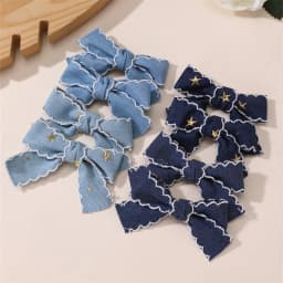 2/8pcs/set Star Denim Bow Hair Clips – Alligator Clips for Double Ponytails, Cute & Versatile Everyday Essential.