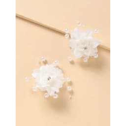 2pcs/Set Pearl Flower Hair Clips – Elegant Bridal Accessories for Wedding & Flower Girls.
