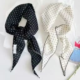 Black White Polka Dot Scarf for Women Girls Triangle Scarf Waist Belt Headscarf Neck Scarf Multiuse Summer Sun Protection Shawl