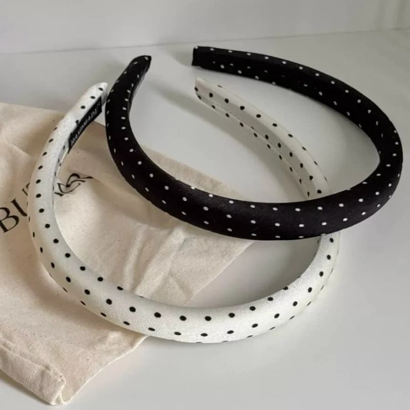 Retro Satin Polka Dot Sponge Headbands for Woman Fashion Temperament Hair Hoop Wash Face Hair Band Female Party Hair Accessories