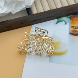 1pc Fashion Boho Hollow Leaf Hair Claw Clip Large Metal Jaw Clip Thick Hair Elegant Nature Inspired Hair Accessories for Women